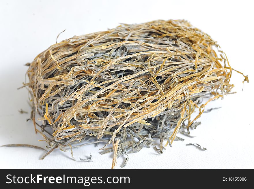 Dried Laminaria isolated on white background