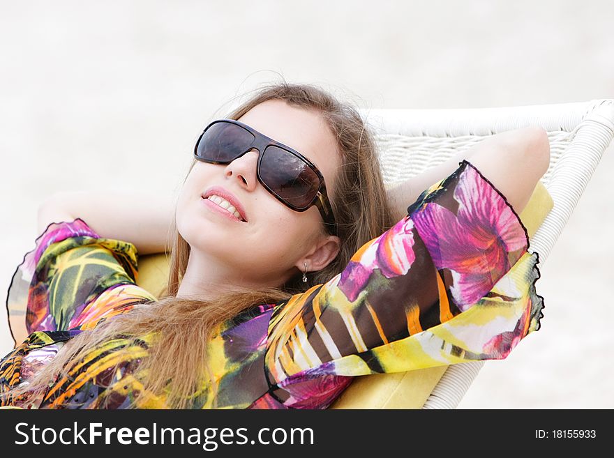 Young beautiful woman in sun glasses. Young beautiful woman in sun glasses