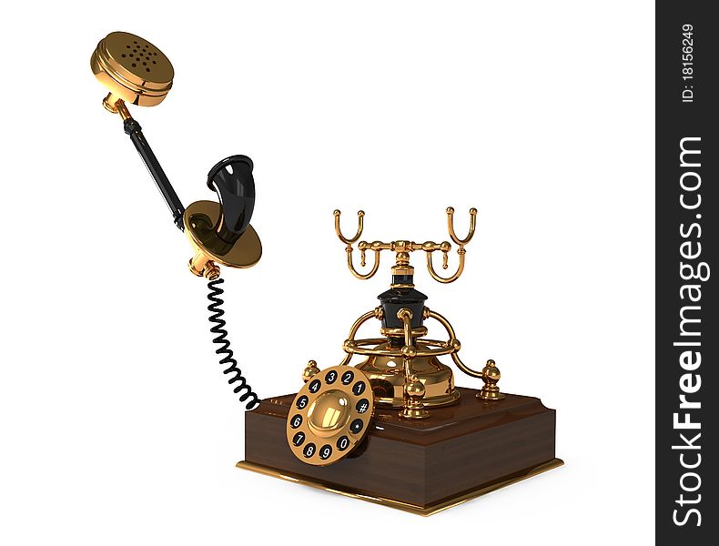 Traditional vintage rotary style telephone on white. Traditional vintage rotary style telephone on white