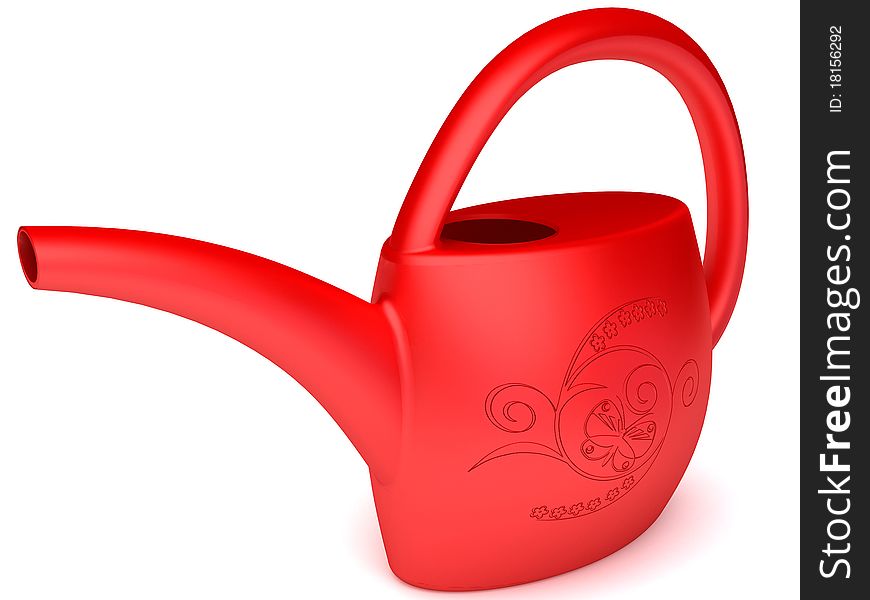 Plastic watering can for care of plants and vegetables