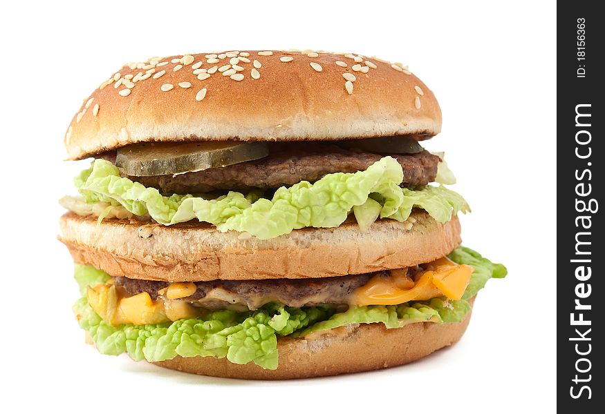 Cheeseburger on a white background