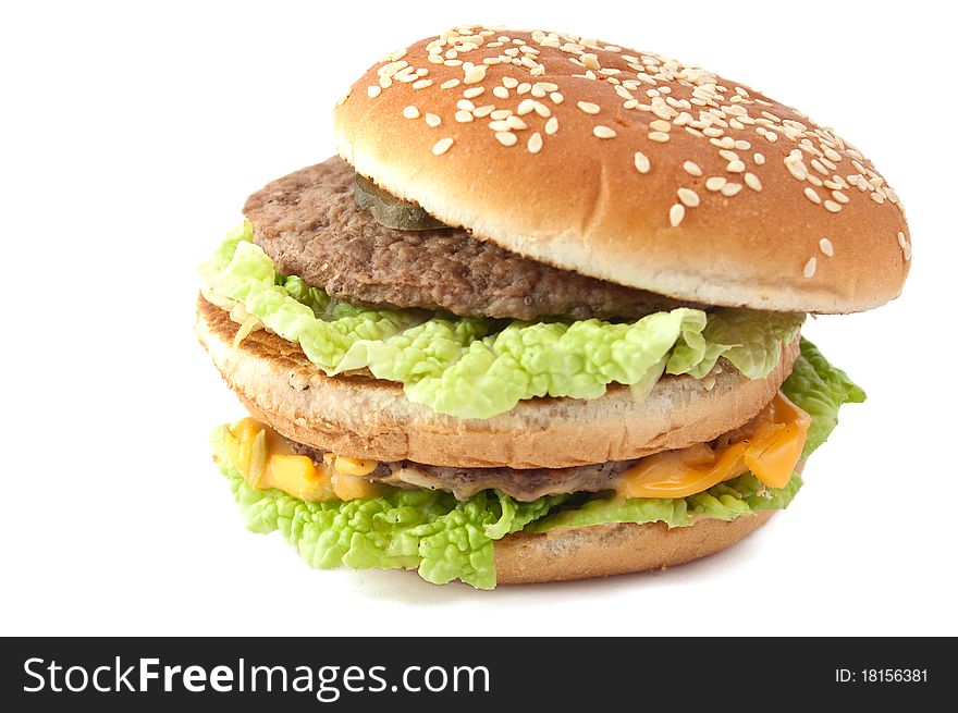 Cheeseburger on a white background