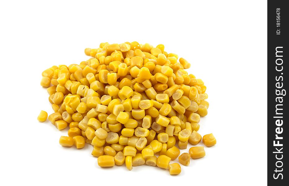 Canned corn on a white background