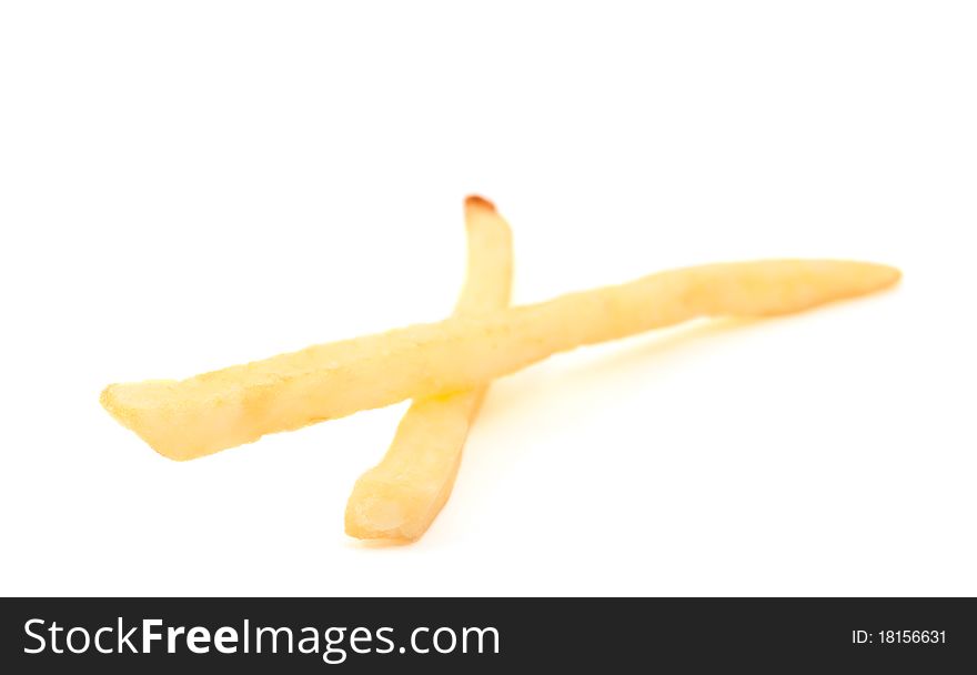 French fries on a white background