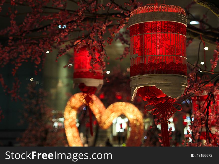 Red chinese lanterns during the new year celebration