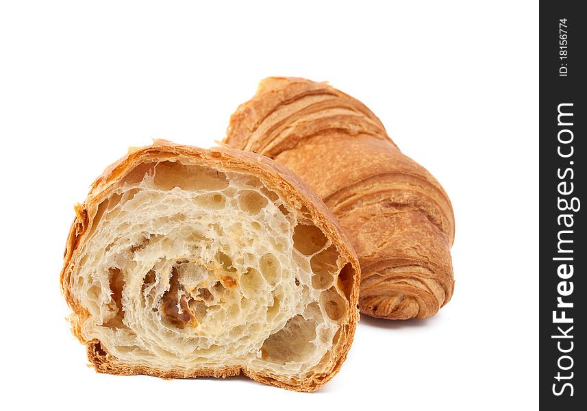 Croissant stuffed with a white background