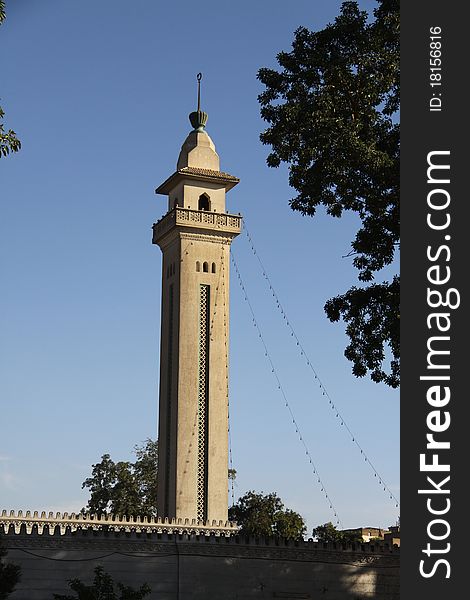 Minaret tower of old egyptian mosque