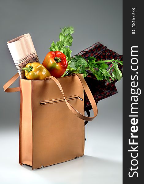 Elegant leather bag for daily shopping at the market