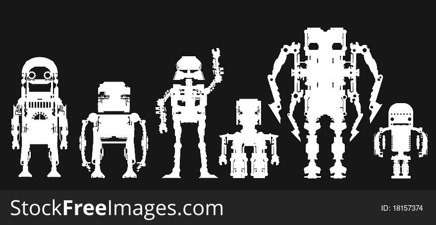 Stock Vector Illustration: a team of robots