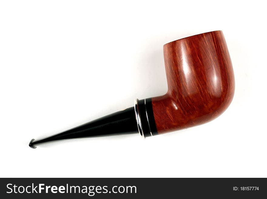 Classic inlay wood pipe for tobacco smoke. Classic inlay wood pipe for tobacco smoke