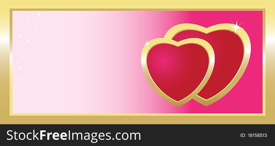 Couple of hearts, banner, illustration. Couple of hearts, banner, illustration