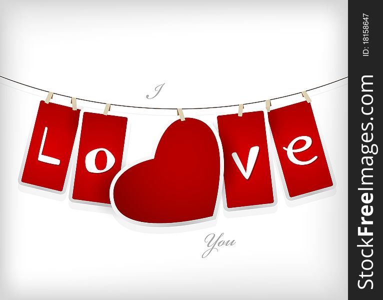 Valentine hanging labels. Vector art