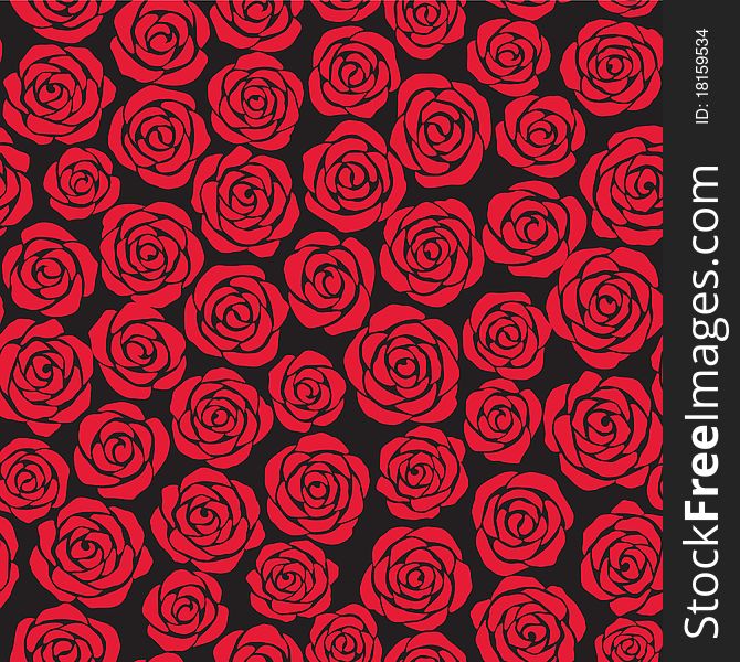 Seamless floral background (red roses on black). Seamless floral background (red roses on black)