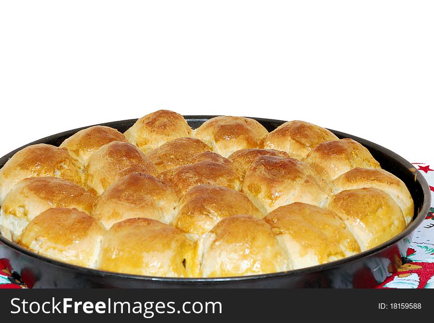 Unleavened wheat cake. Isolated over white background