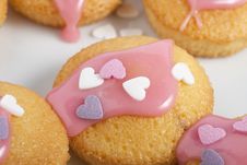 Cupcake With Icing And Hearts Royalty Free Stock Photography