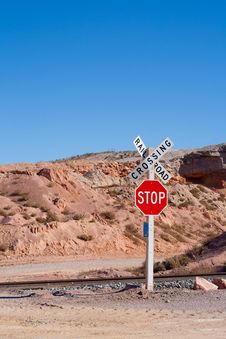 Railroad Crossing With Stop Sign Royalty Free Stock Image