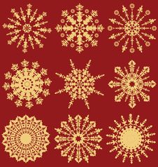 Collection Of Snowflakes Royalty Free Stock Images