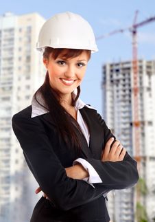 Smiling Young Female Architect Stock Images