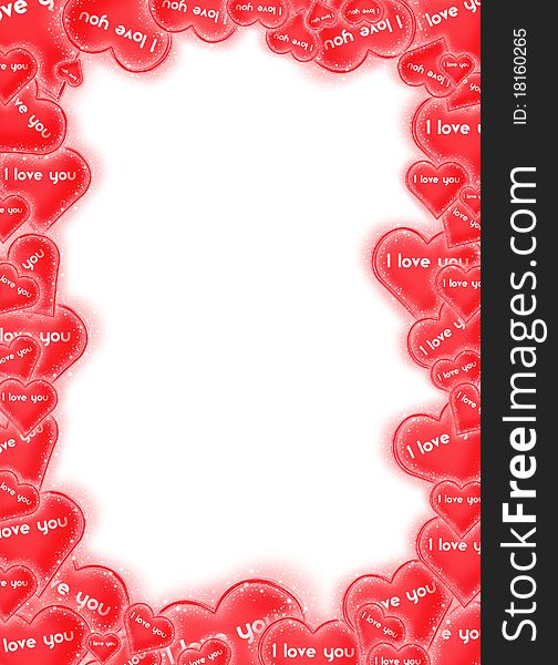 Frame with many red hearts. Frame with many red hearts