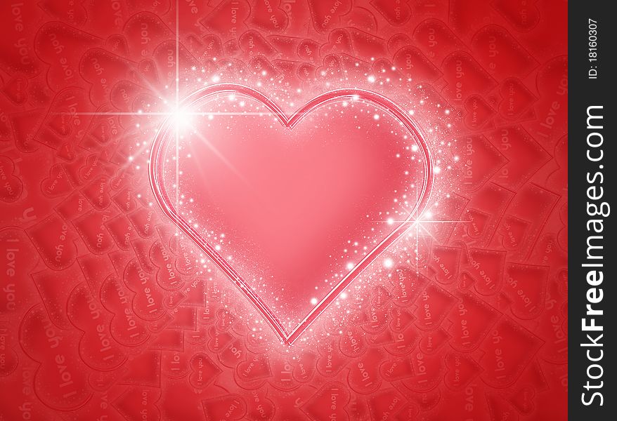 Love heard valentines day in red background