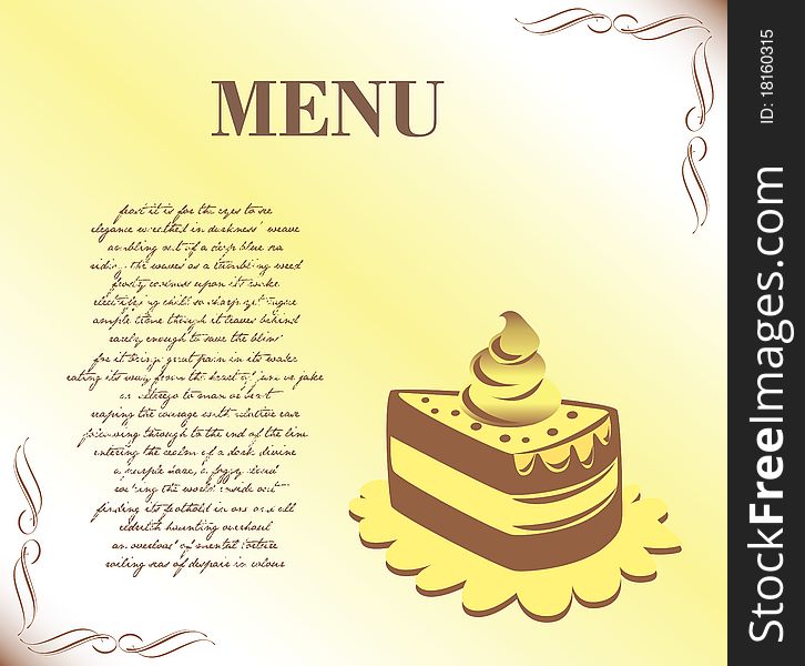 Template design of manu for cakes. Template design of manu for cakes
