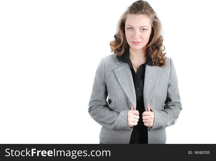 Happy successful business woman. Isolated over white background. Happy successful business woman. Isolated over white background
