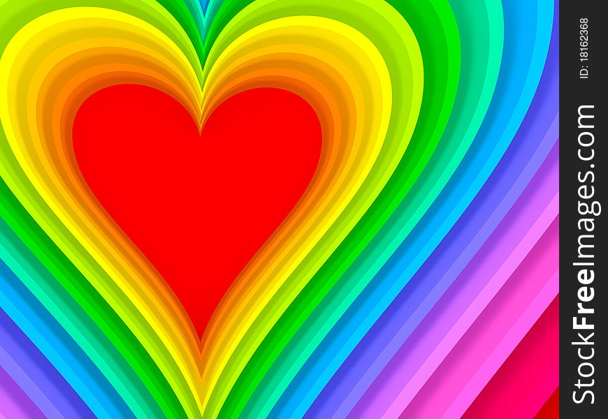 Concentric hearts in rainbow colors. Concentric hearts in rainbow colors