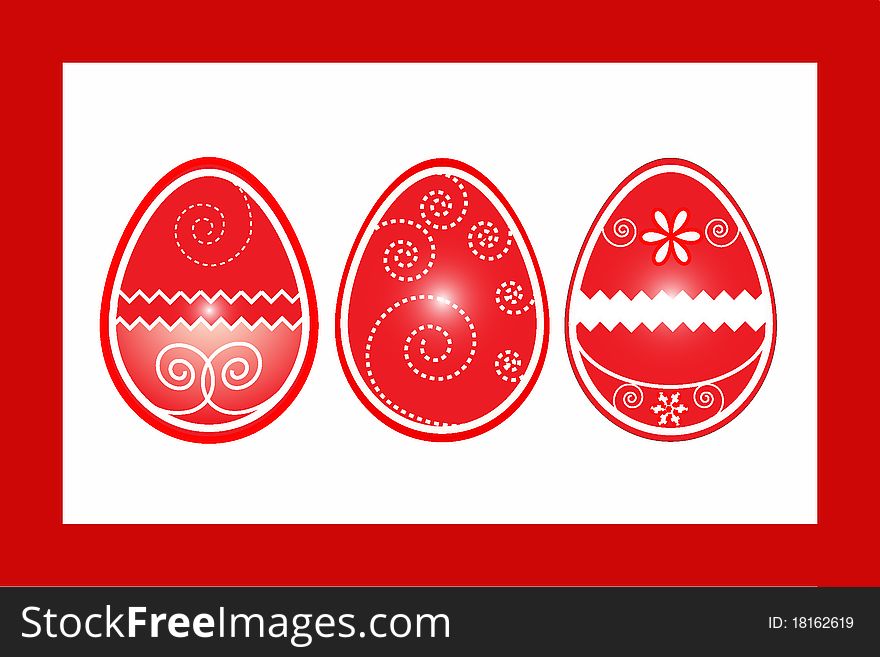 Easter Three Eggs In Frame Vector Illustartion
