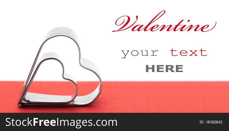 Two hearts with text isolated on white background (with copyspase for sample text)