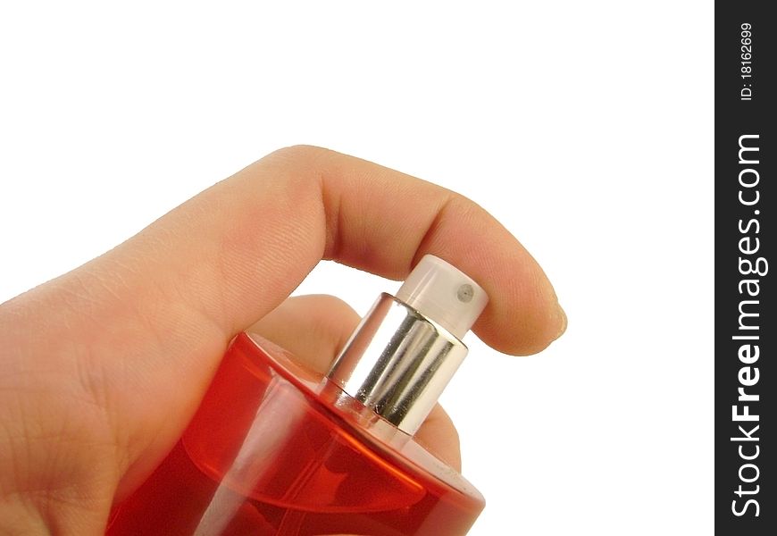 Red parfume spray