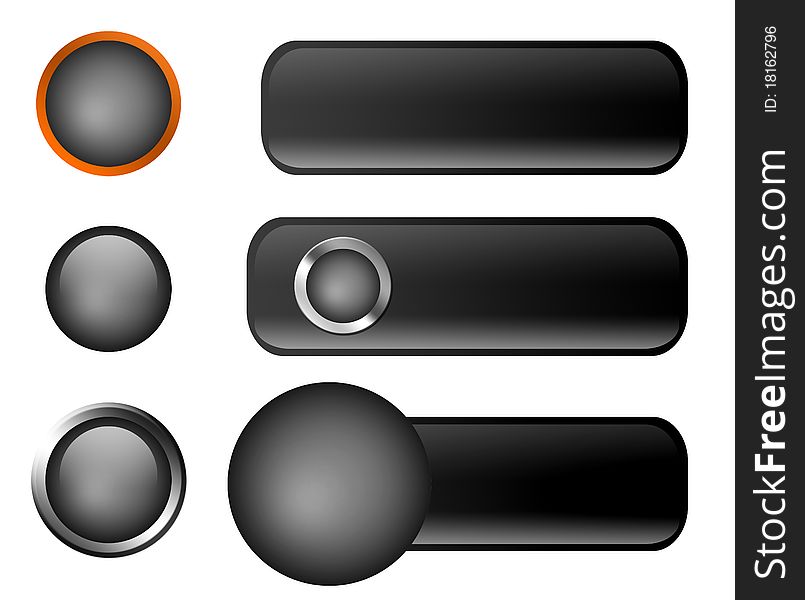 Buttons of different sizes and colors over white background