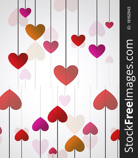 Hearts card with reflex over white background
