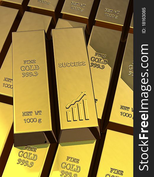 Success, Three-dimensional gold bullion.