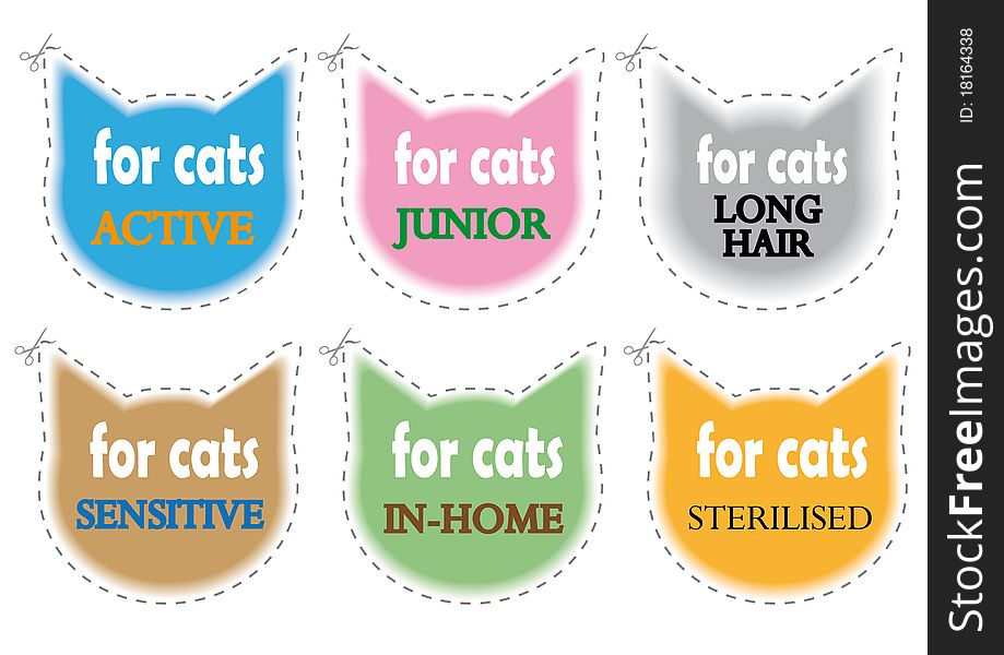 Use the scissor to cut the stickers of the cats.