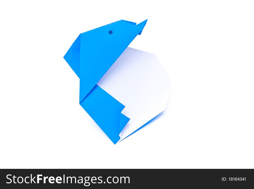 Origami penguin isolated on white
