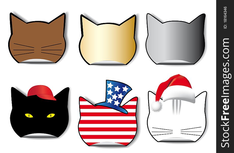 Six stickers of the catâ€™s profile in the different applications.