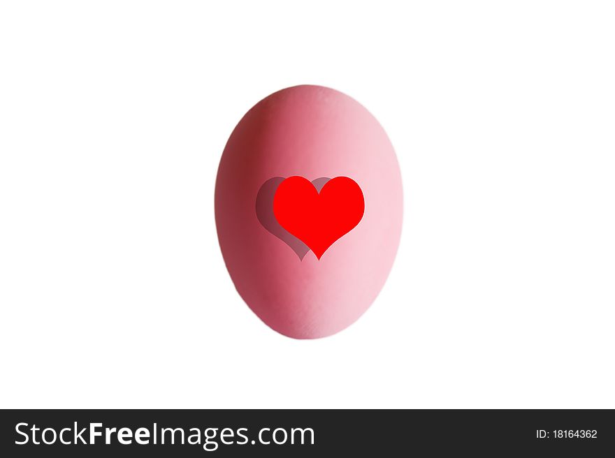 Red heart shape on egg