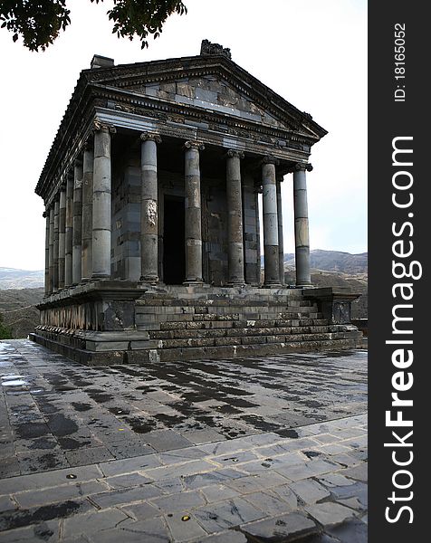 Temple of Sun is as old as Jesus Christ located in Armenia. High stylobate, columns, pediment, capitals, frieze - all as a thousand years ago. Temple of Sun is as old as Jesus Christ located in Armenia. High stylobate, columns, pediment, capitals, frieze - all as a thousand years ago