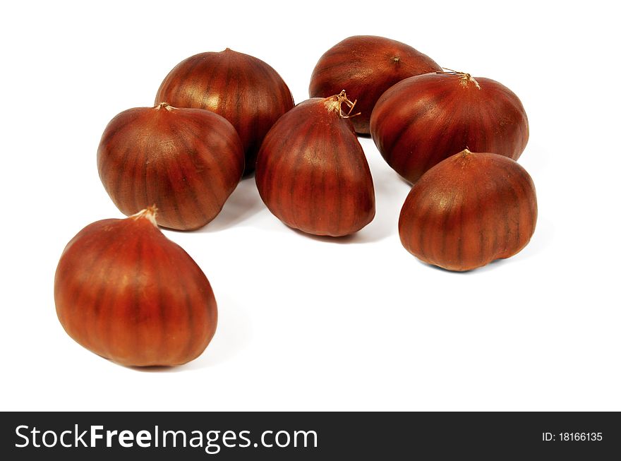 Chestnuts isolated on white background. Chestnuts isolated on white background