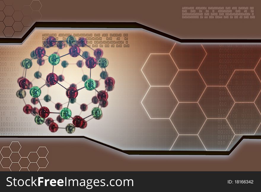 Digital illustration of molecules in abstract background