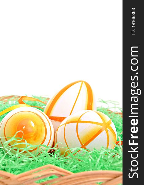 Colorful Easter Eggs on green Grass