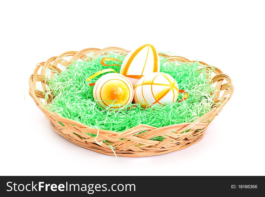 Colorful Easter Eggs on basket