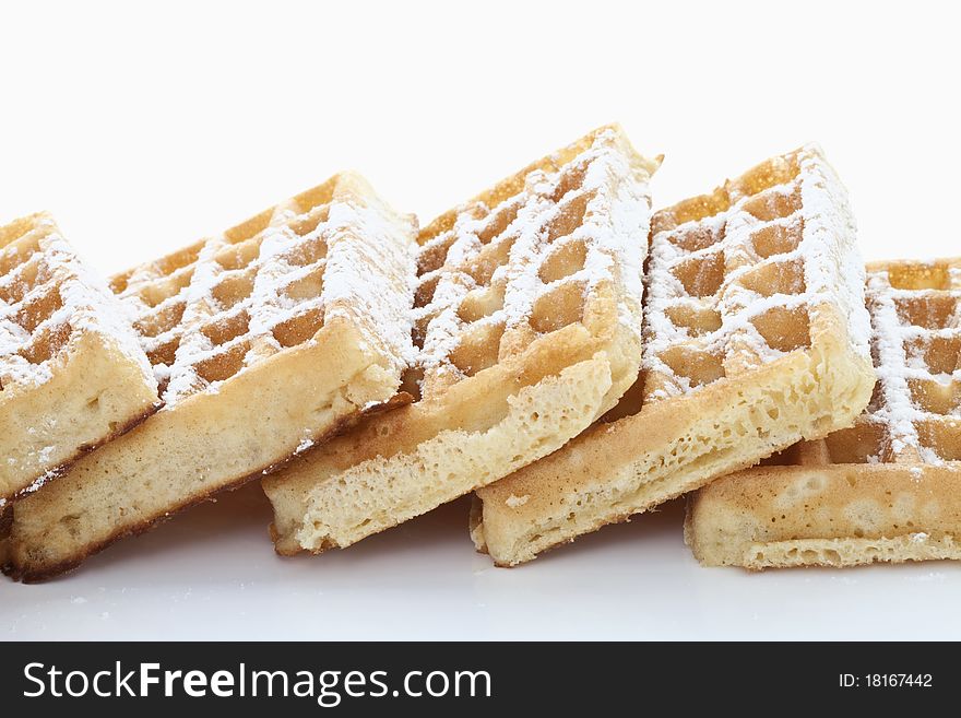 Belgian waffles on white background