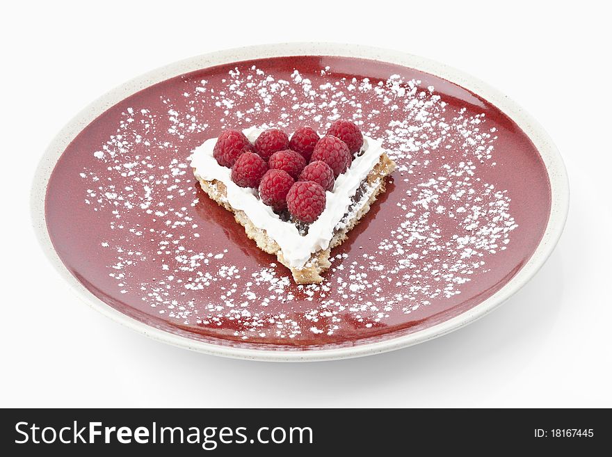 Belgian waffle on a red plate