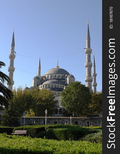 Blue Mosque in Istanbul, clear sky