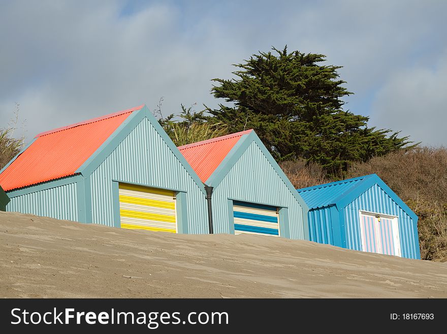 Beach huts.