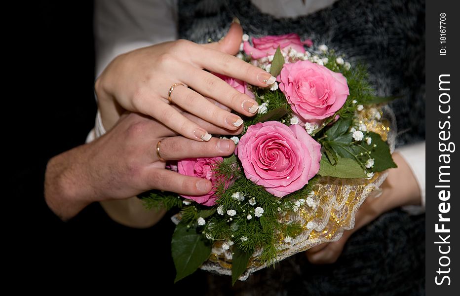 Bride and Groom Hand with Wedding Ring. Bride and Groom Hand with Wedding Ring