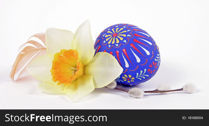 Easter composition on the white background