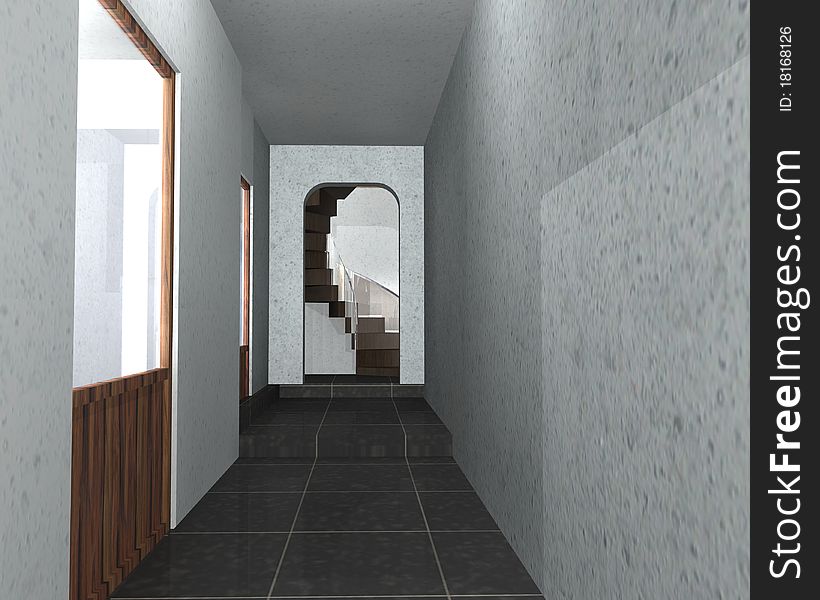 3D Interior Of A Hallway