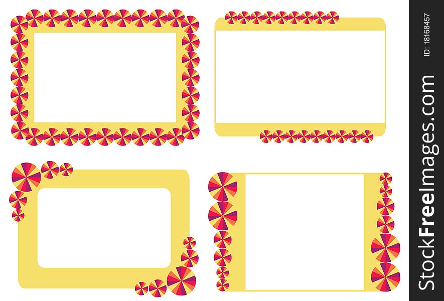 Set of four decorated funky frames. Set of four decorated funky frames